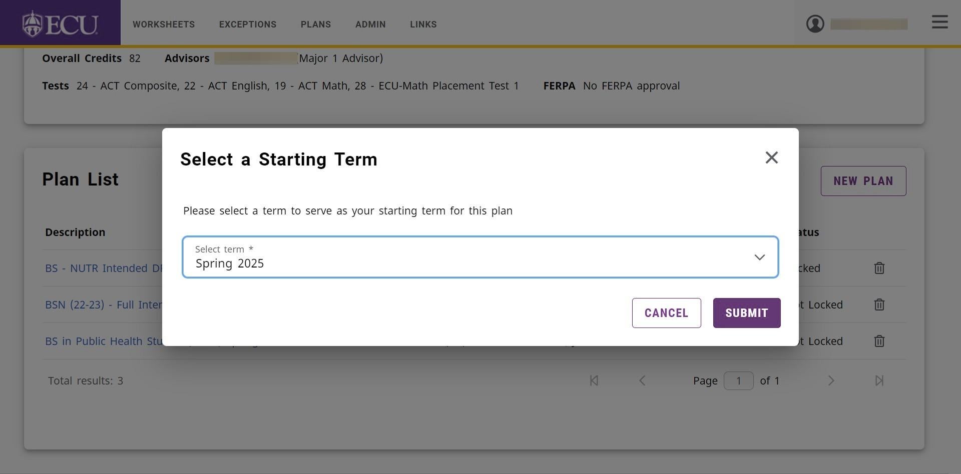 Screenshot of submit button