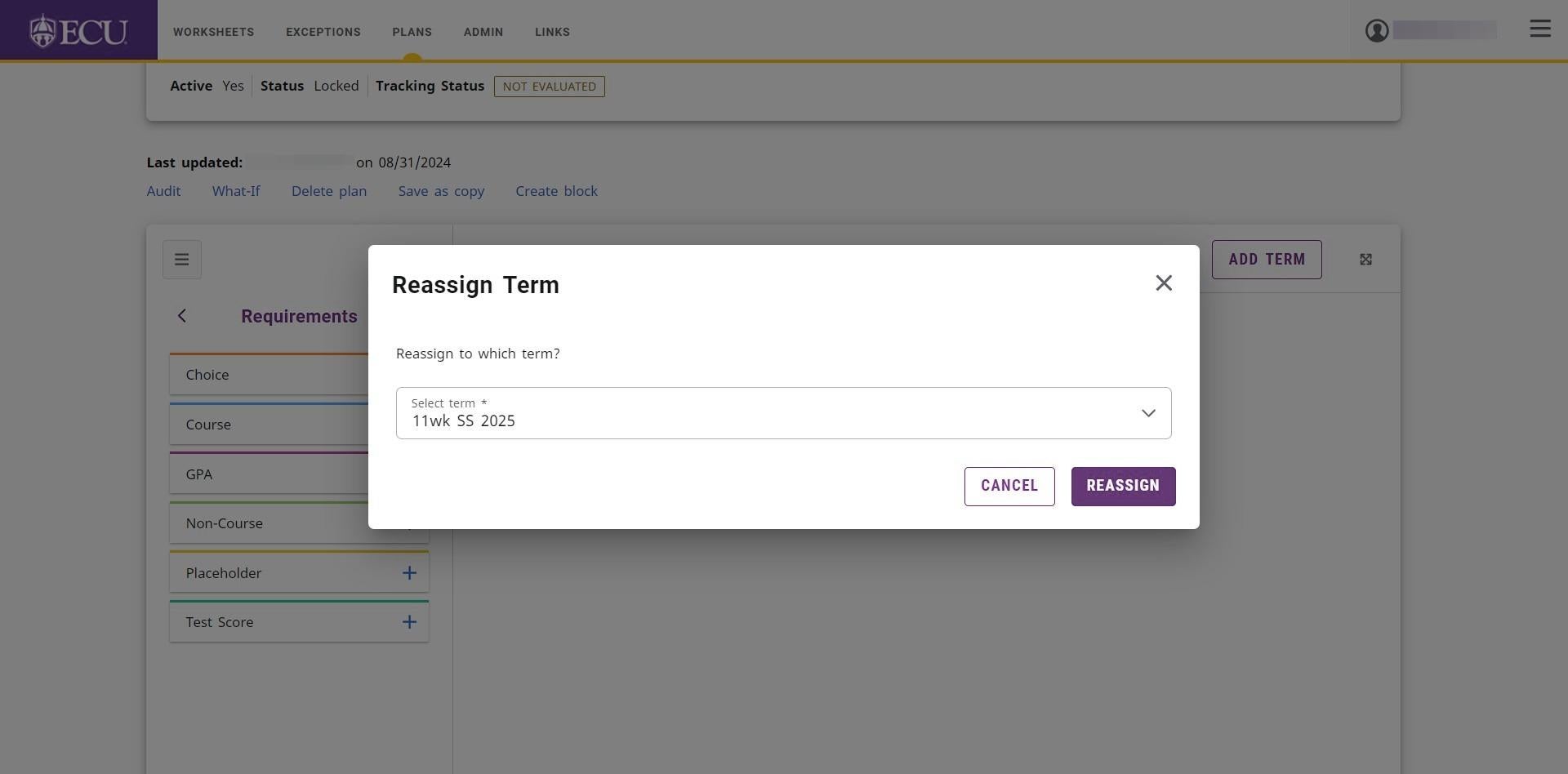 Screenshot of reassign button