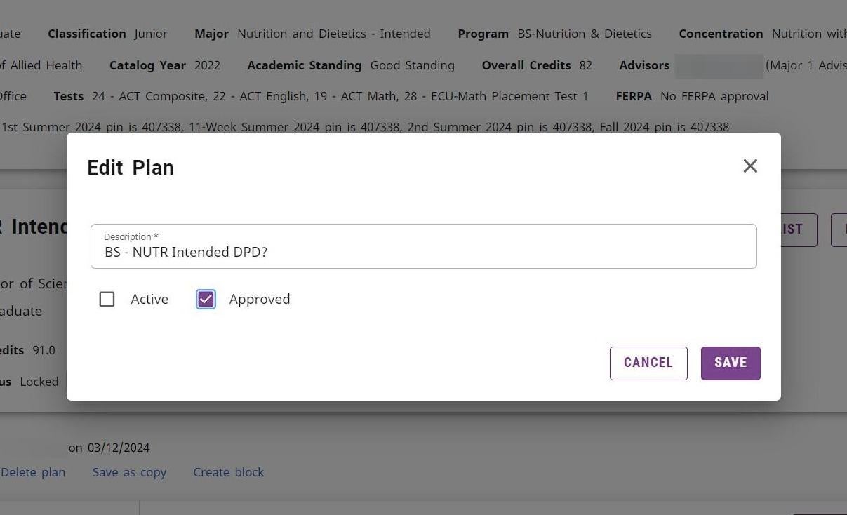 Screenshot of Approved/Locked check box